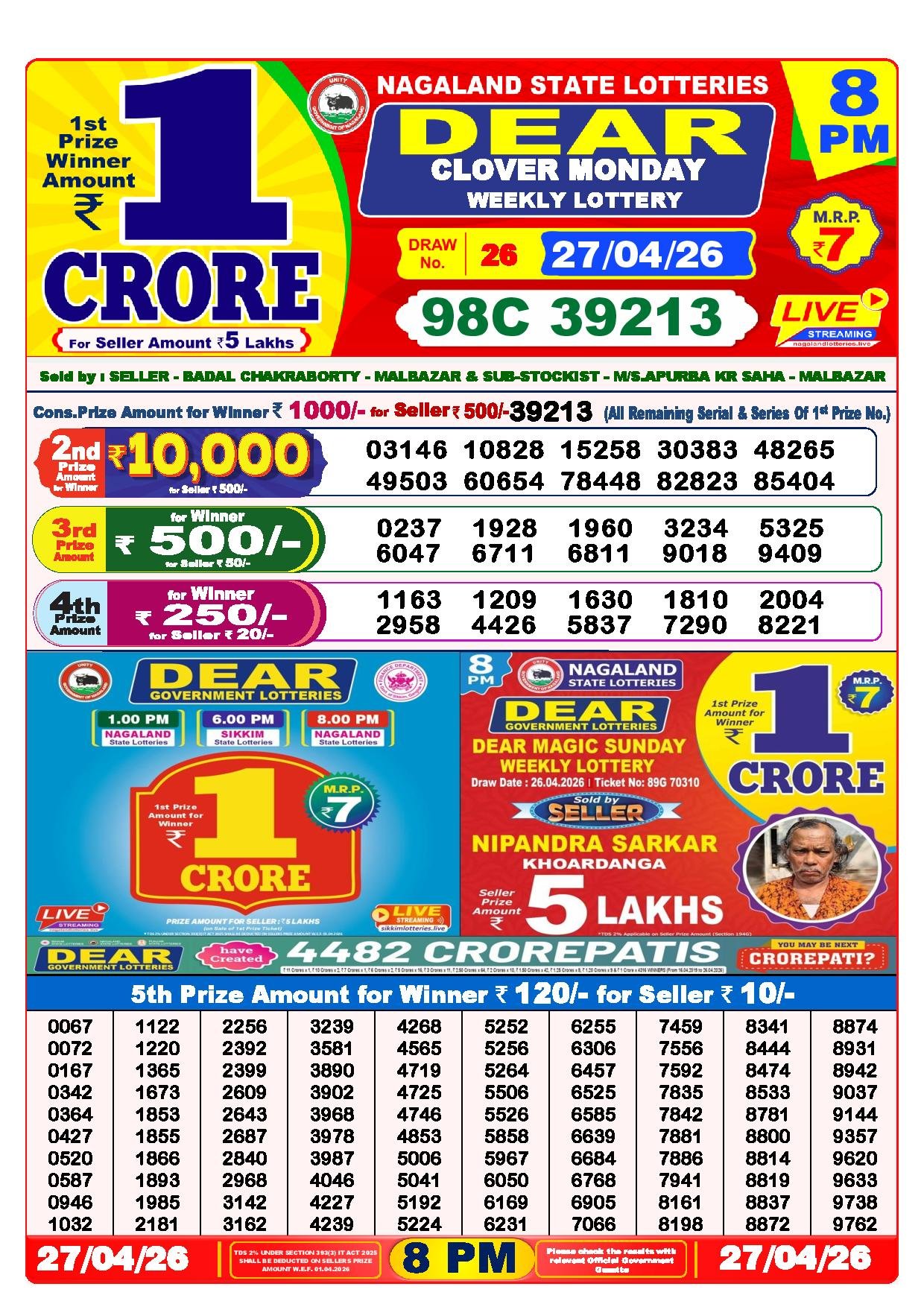 8 PM Result – 27 April 2026