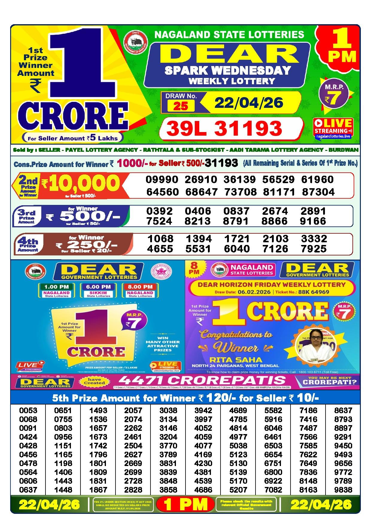 1 PM Result – 22 April 2026