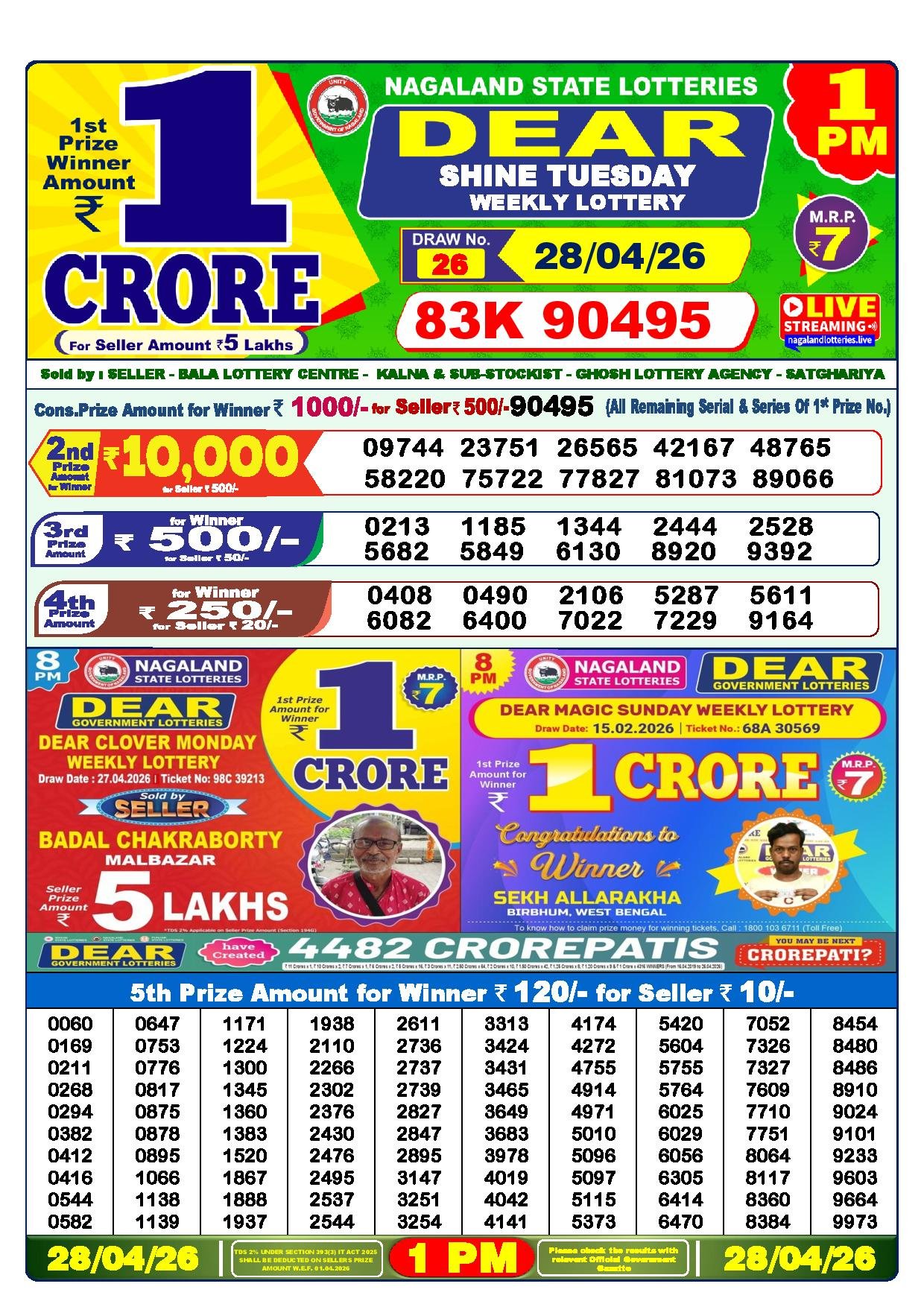 1 PM Result – 28 April 2026