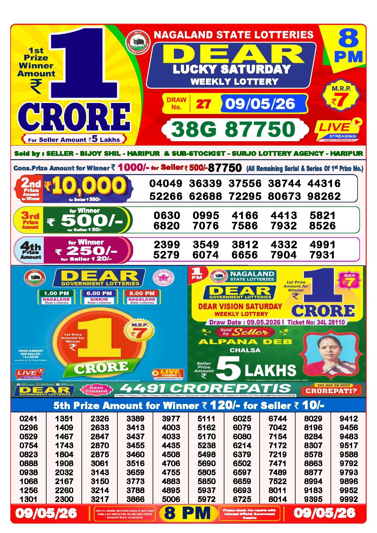 8 PM Result – 09 May 2026