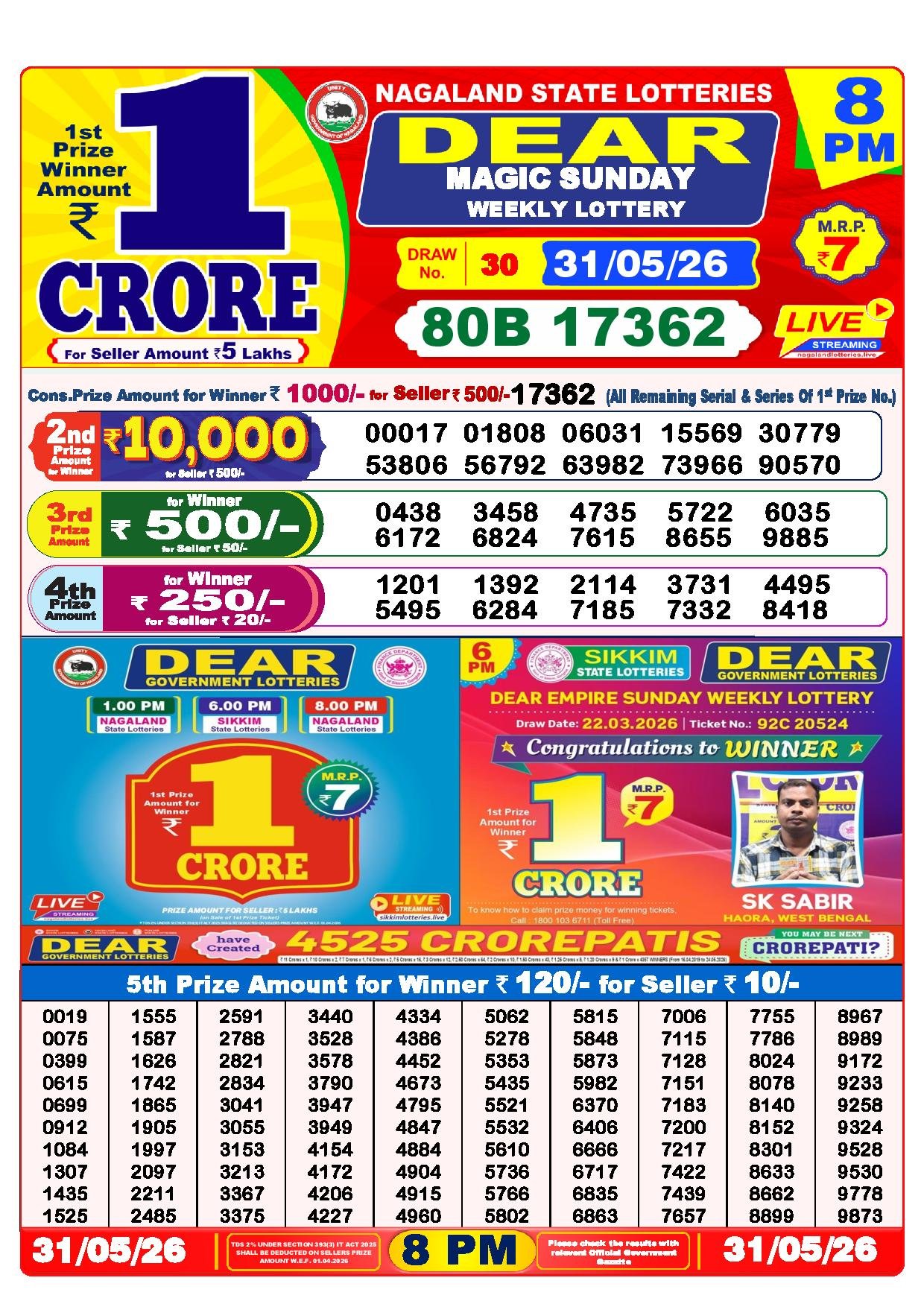 8 PM Result – 31 May 2026